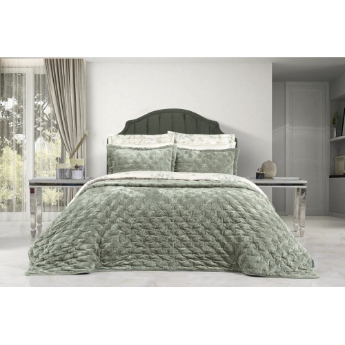 Комплект SAREV ELITE GROUP "METIS" (покрывало +2наволочки) евро 3 предмета Y 880 v5 yesil/св-зеленый