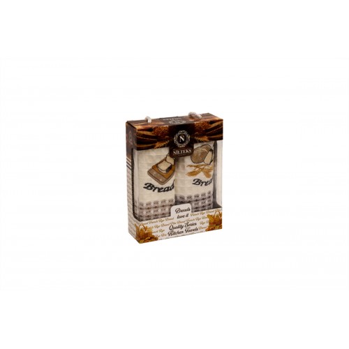 Набор полотенец кухонный NILTEKS "ХЛЕБ" вафля 35*45 2 шт.НМ 768 v4 крем/капуч/кофейн