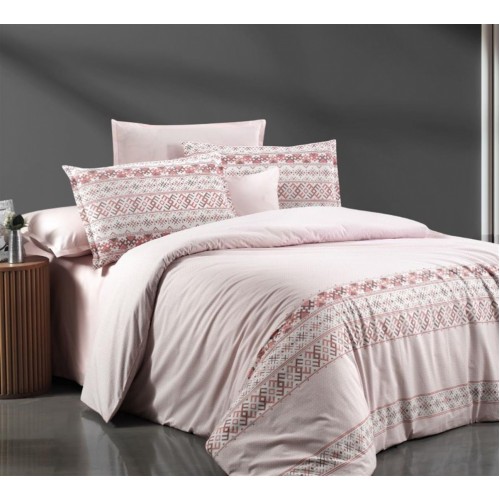 Постельное белье "Sarev Bazaar" ранфорс в сумке евро N307 NEVLA v3 Kirmizi (Акция)