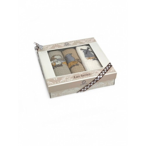 Набор полотенец кухонный NATURAL COTTON "Мельница" вафля 40*60-3 шт. НМ 577 V-10 бежевый