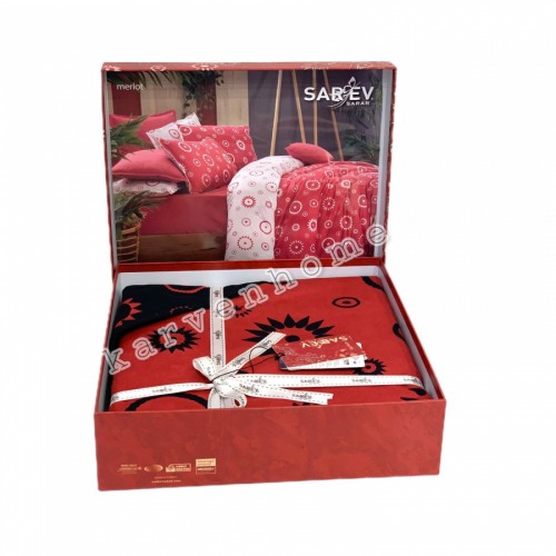 Постельное белье "Sarev" 1.5 спальн.поплин MERLOT FANCY v2/Siyah