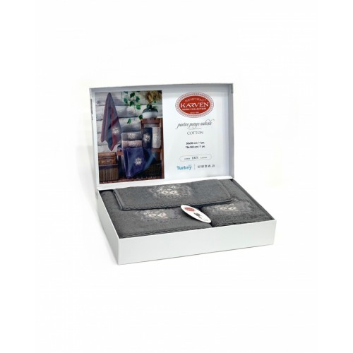 Набор полотенец Карвен "PORTRE " махра 50*90/70*140/30*50 HS 1688v3 gri/серый