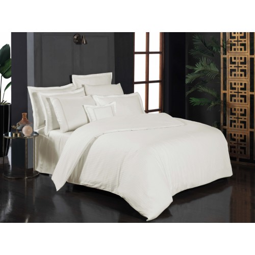 Постельное белье "Sarev" Sport&Chic (260tc) cатин евро JACQUARD STRIPE v4/Ekru