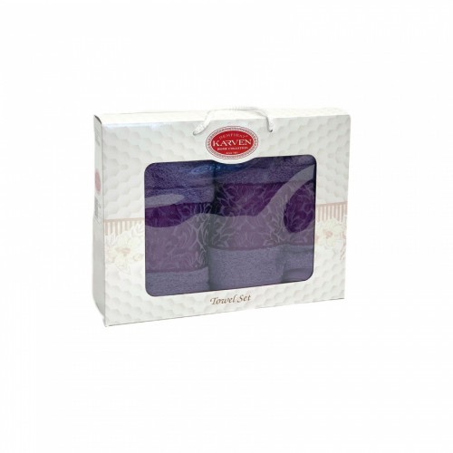 Набор полотенец Карвен "INDIA DAMAKS" махра 50*90/70*140 HS 1693 v8 т. лиловый(акция)