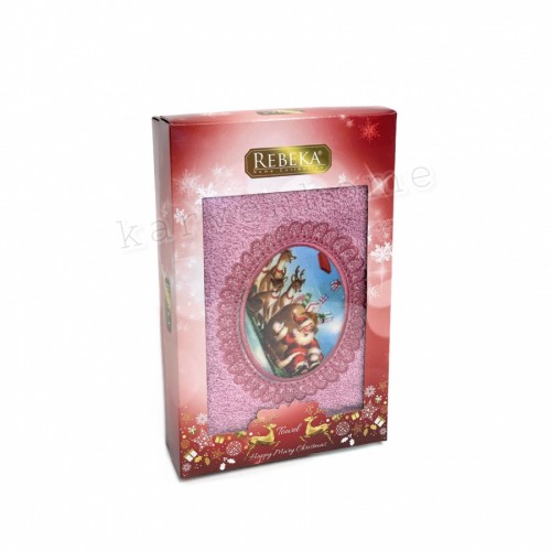 Полотенце Rebeka" Новый год" махра 50*90 1шт HS 1710 v2 a.murdum/лиловый (Акция)