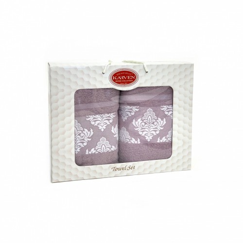 Набор полотенец Карвен "Y DAMASK" махра 50*90/70*140 HS 1701 v3 сиреневый