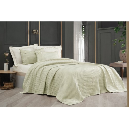Комплект SAREV "BELIS"(покрывало летнее +2наволочки) евро 3 предмета Y 863v6 yesil/фисташковый