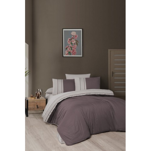 Постельное белье (Сатин де люкс) евро (Chackers Duet lilac/bej)