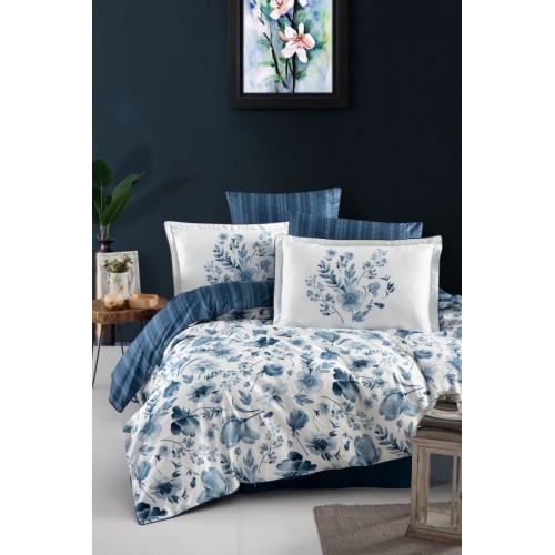 Постельное белье Karven (300 tc) премиум сатин евро N359 MADENA Blue