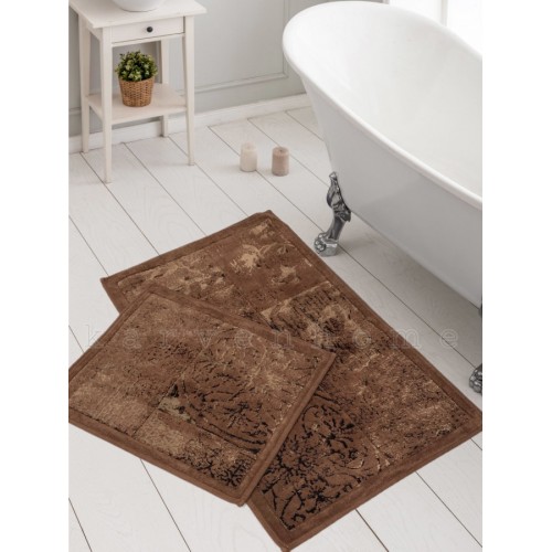 Набор ковриков для ванной Карвен NOSTALJI хлопок/вискоза 50*60-60*100 KV 429 aci kahve/шоколад