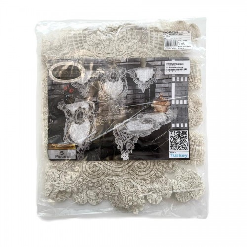 Набор Карвен Дорожка с салфетками велюр с кружевом 5 предметов М833 /1445-46-47.G03 крем