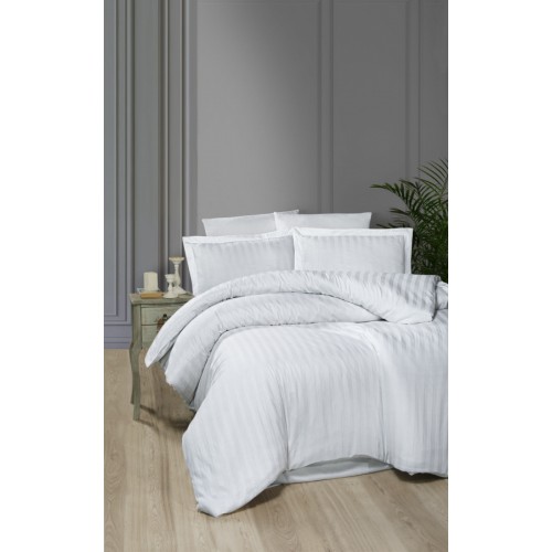 Постельное белье "Карвен" сатин евро BROAD LINE WHITE