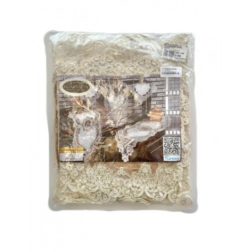 Набор Карвен Дорожка с салфетками велюр с кружевом 5 предметов М835 /1512-13-14.G03 крем