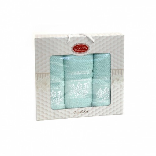 Набор полотенец Карвен "SUMBUL " махра 50*90(2)/70*140 HS 1692 v10 ментоловый (Акция)