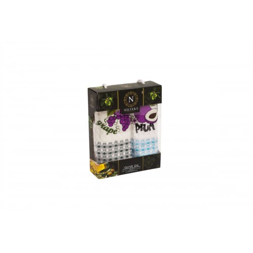 Набор полотенец кухонный NILTEKS "ВИНОГРАД-СЛИВА" вафля 35*45 2 шт.НМ 768 v13 крем/зелен/бирюза