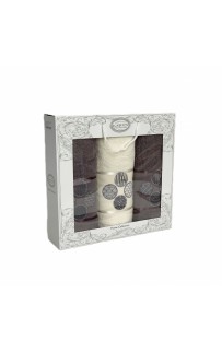 Набор полотенец Карвен "DORT DAIRE" махра 50*90(2)/70*140 HS 1643 v-6 крем/т.серый