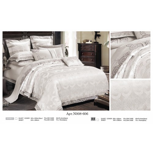 Постельное белье "Карвен" жаккард с оборкой семейный (606) (7пр.) (Акция)