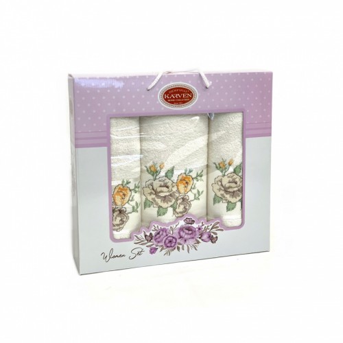 Набор полотенец Карвен "KANAVICE" махра 50*90(2)/70*140 HS 1696 v1 кремовый