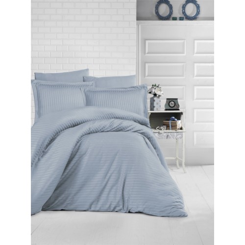 Постельное белье "Карвен" сатин евро Cizgili Blue