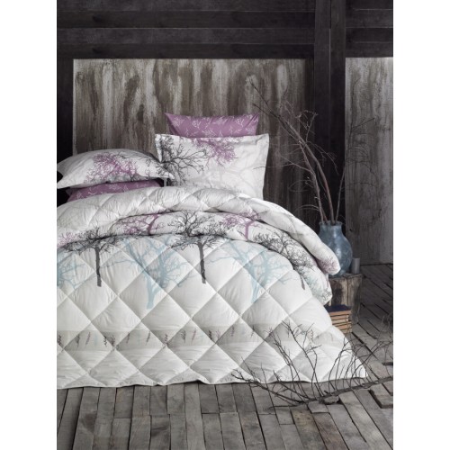 Комплект KARVEN (покрывало стеганное с принтом) хлопок 1.5сп 2 пр (180*240 / 50*70) Y 923 MIDAS v1 Lila (Акция)