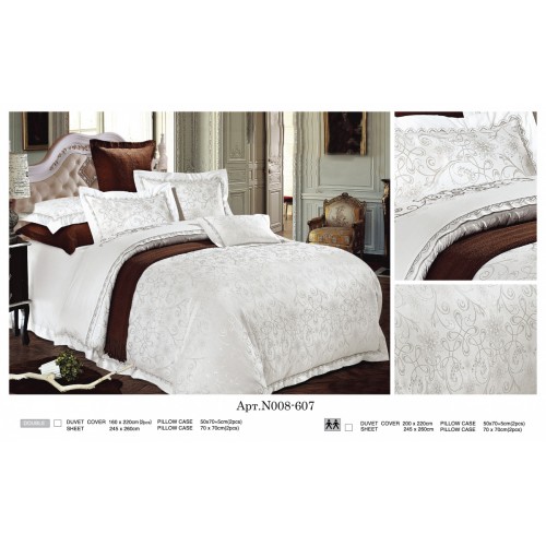 Постельное белье "Карвен" жаккард с оборкой семейный (607) (7пр.) (Акция)