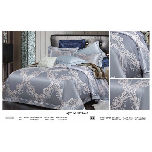 Постельное белье "Карвен" жаккард с оборкой семейный (639) (7пр.) (Акция)