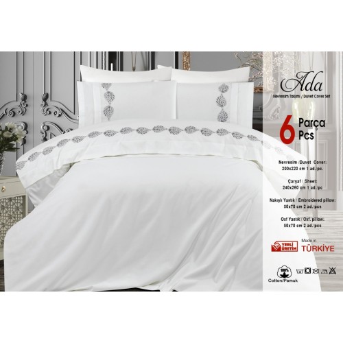 Постельное белье BATUNUR"ADA" акфил с вышивкой евро N270 v3 крем/розовый