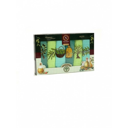 Набор полотенец кухонный "NIL" ОЛИВА вафля 45х70-6шт. НМ708V8 зеленый