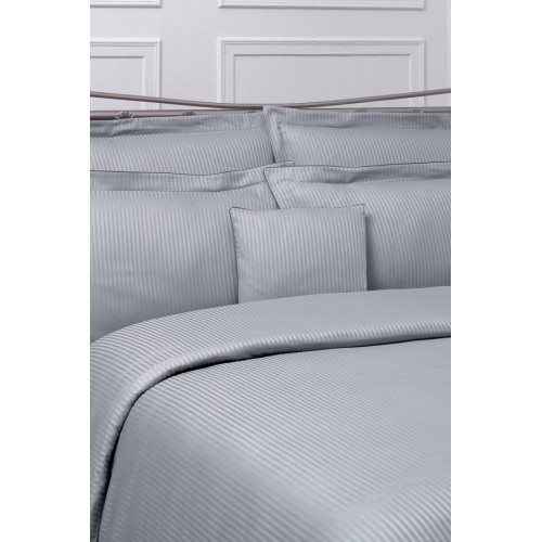 Постельное белье "Sarev"сатин семейный SOLID CIZGILI v3/gri