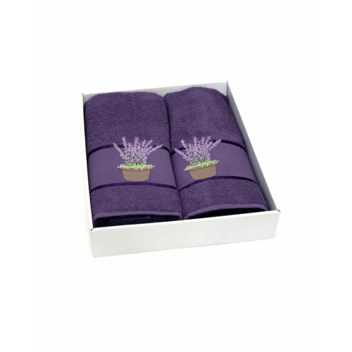 Набор полотенец Карвен "LAVANTA 1" махра 50*90/70*140 HS1602 v6 т/лиловый(акция)