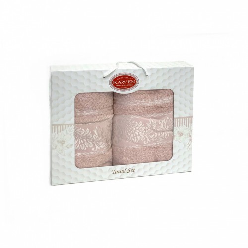 Набор полотенец Карвен "SUMBUL " махра 50*90/70*140 HS 1691 v8 св.пудровый(акция)