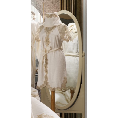 Халат Zebra женский комплект (полот.+ тапоч.) бамбук В 1124 Ornella Krem/Bej