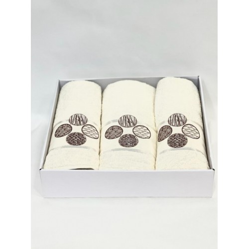 Набор полотенец Карвен "DORT DAIRE" махра 50*90(2)/70*140 HS 1643 v-3 кремовый