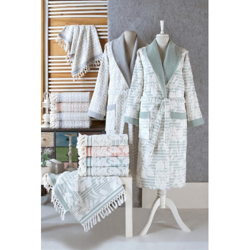 Халат Каrven"ORKIDE" женский махра В 1079 персиковый