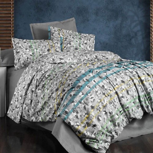 Постельное белье "Sarev Bazaar" ранфорс в пвх евро FLODYA v2 Gri (Акция)
