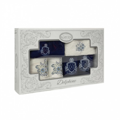 Набор полотенец в коробке Карвен "ARMA" махра 30*50(2)/ 50*90(2)/70*140(2) HS1718 т.синий