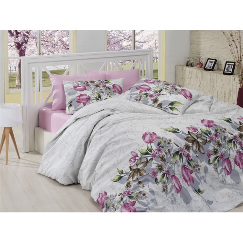 Постельное белье "Карвен" ранфорс семейный (Riella Pink)