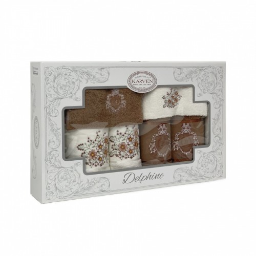 Набор полотенец в коробке Карвен "ARMA" махра 30*50(2)/ 50*90(2)/70*140(2) HS1718 коричневый