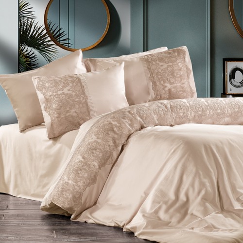 Постельное белье Zebra casa сатин с кружевом евро N169 BRUNA kapp