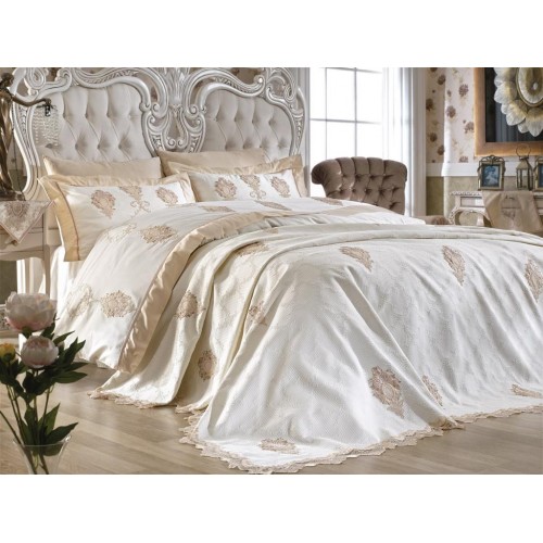 Комплект ZEBRA "ELECTRA" (покрывало+постельное белье) с вышивкой евро Y 619