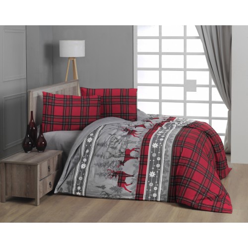 Постельное белье Карвен HAPPINESS RED фланель 1.5 спальн