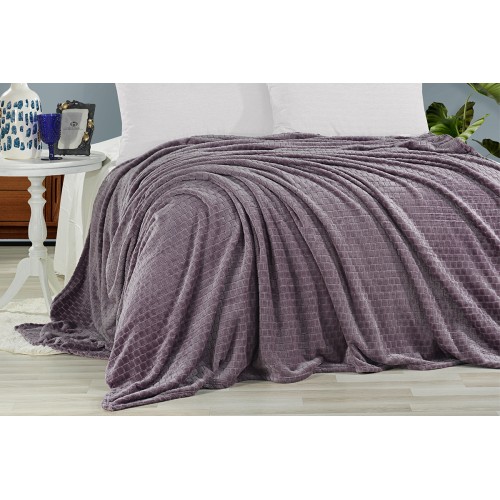 Плед KARVEN Super Soft "MELINDA" 200*220 п/э евро Р 942 лиловый (Акция).