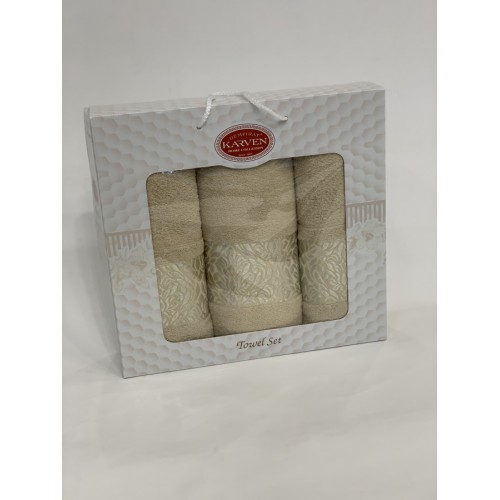 Набор полотенец Карвен "INDIA DAMAKS" махра 50*90(2)/70*140 HS 1694 v2 бежевый