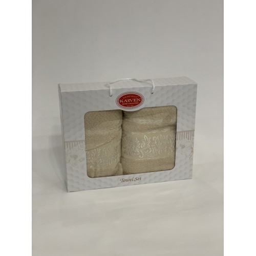 Набор полотенец Карвен "SUMBUL " махра 50*90/70*140 HS 1691 v2 бежевый(акция)