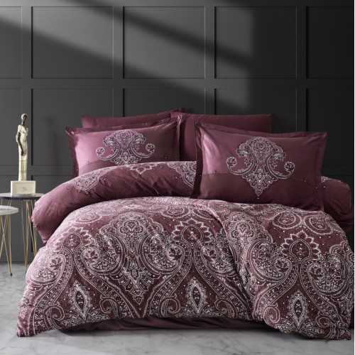Постельное белье "Карвен" ранфорс евро (4 пр) Pulse Dusty Rose v-2 (Акция)