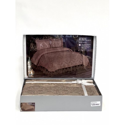 Покрывало "VENDY" евро 3 пр (260*260 / 60*80) Y 860 kahve/кофейный (Акция)