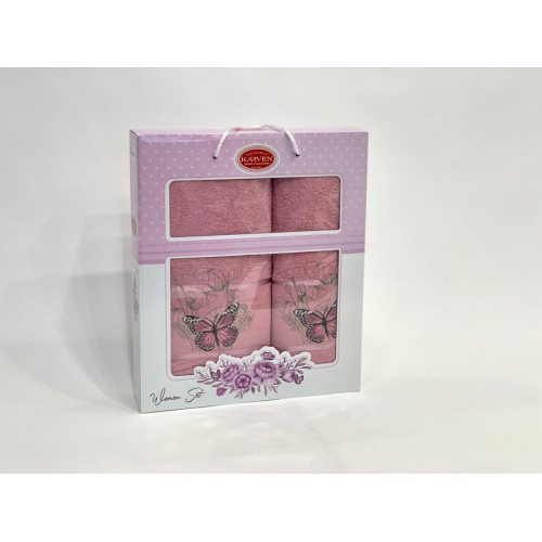 Набор полотенец Карвен "KELEBEK" махра 50*90/70*140 HS 1658 v4 сухая роза