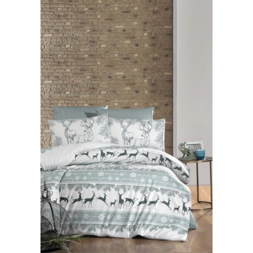 Постельное белье "Карвен" ранфорс 1,5 спальн. (Deer dark green)