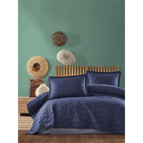 Комплект KARVEN (покрывало с наволочкой) ранфорс 1.5сп. 2 пр. (180*240 / 50*70), LORNA v2 Lacivert (Акция)