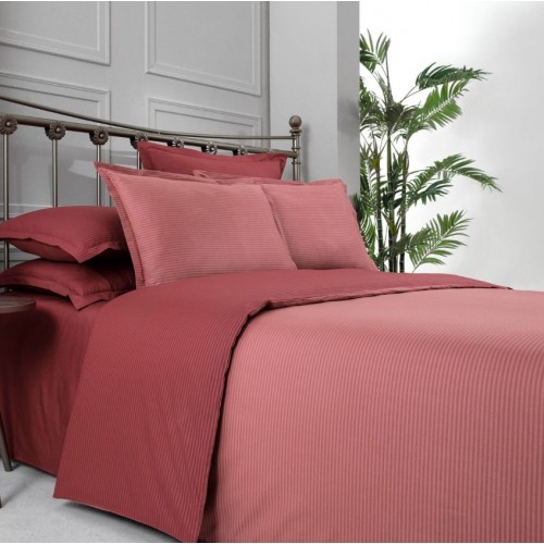 Постельное белье "Sarev"сатин 1,5 спальн. N179 FANCY STRIPE v9/Kirmizi